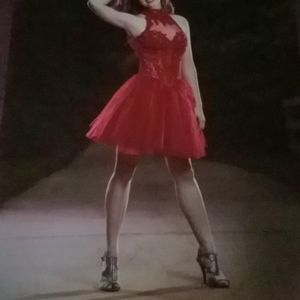 Sherri Hill Elegant Red Halter Neck Homecoming Dress